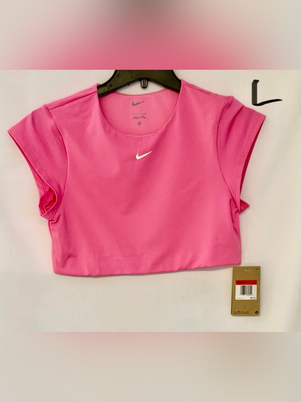 Nike Pink Women's Athletic Crop Top with White Swoosh